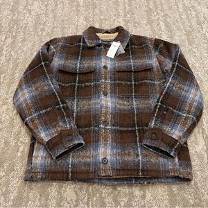 Abercrombie & Fitch Size Medium Men’s Brown & Gray Button Up Collared Jacket NWT